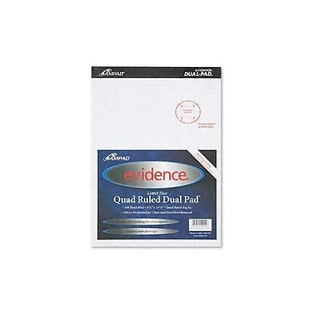 Ampad Corporation Evidence Quad Dual-Pad, Micro-Perf, 8-1/2 x 11-3/4, 100 Sheets/Pad, 2 Pads/Pack AMP20210